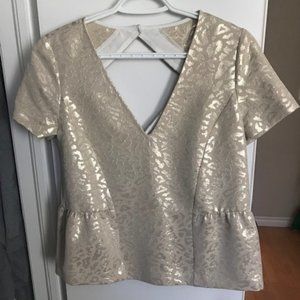 Sezane gold/beige cutout shirt, Sz 4
